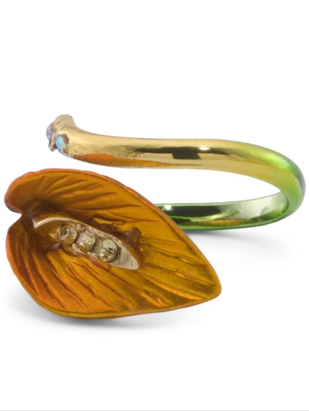 🧡▪️Betsey Johnson  ▪️orange Calla Lily Ring Size 7.5
